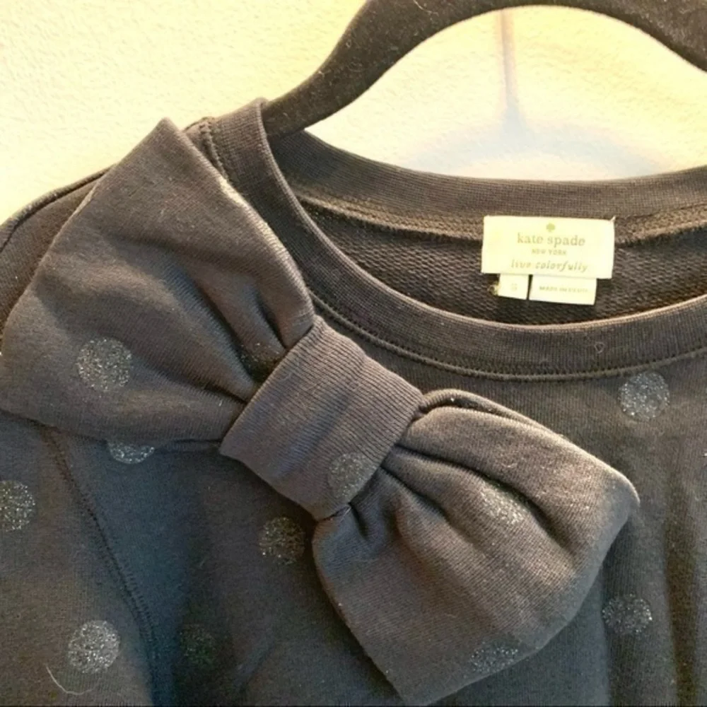 KATE SPADE NEW YORK Glitter Dot Bow Sweatshirt in Size Small